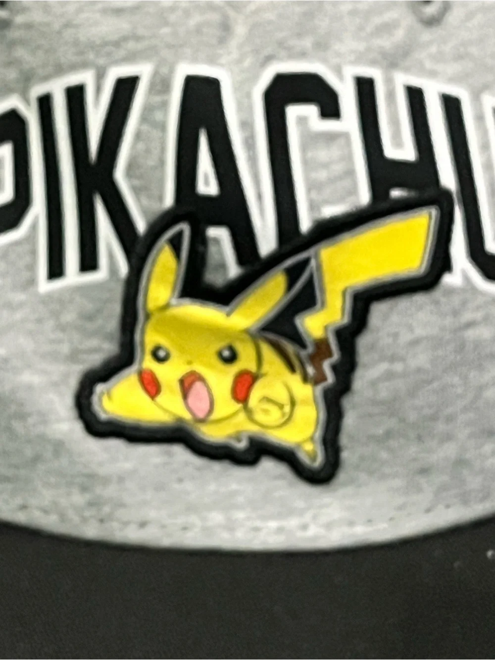 Pikachu Youth Gray Black Pokemon Baseball Hat Snapback Flat Brim Youth OSFM
